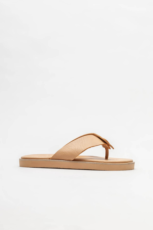 Naturel deri kadın terlik - Elle Shoes