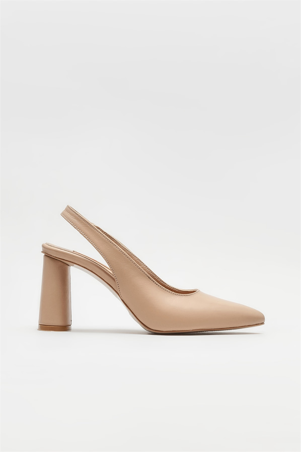 Naturel deri kadın stiletto - Elle Shoes