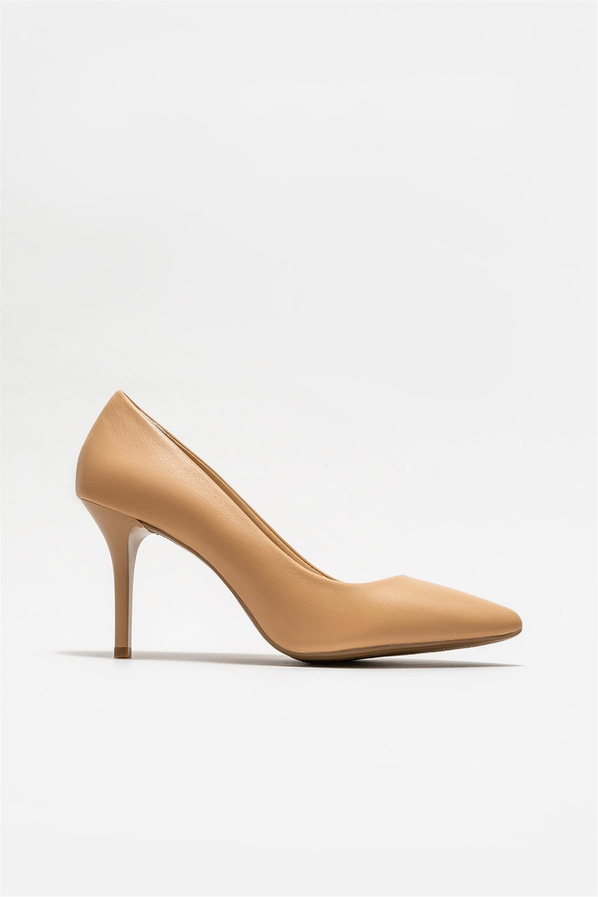 Naturel deri kadın stiletto - Elle Shoes