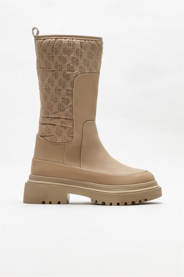 Naturel düz kadın çizme - Elle Shoes
