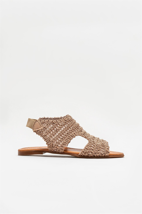 Naturel düz kadın sandalet - Elle Shoes