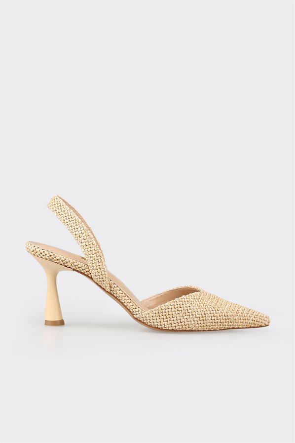 Naturel topuklu kadın ayakkabı - Elle Shoes