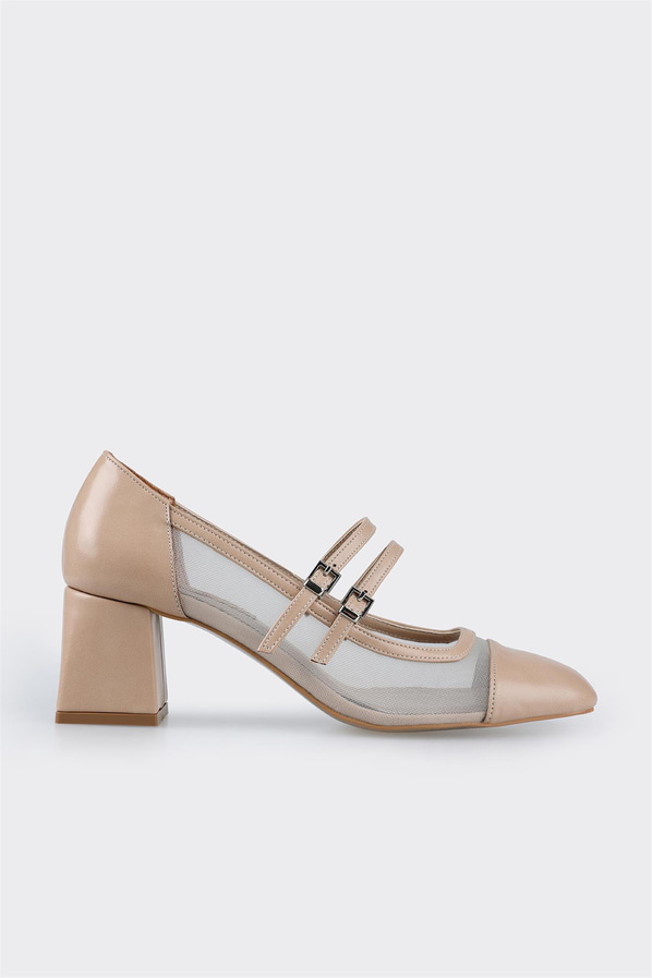 Naturel topuklu kadın ayakkabı, ofis stili için - Elle Shoes