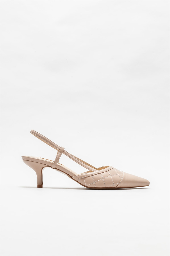 Naturel topuklu kadın ayakkabı - Elle Shoes