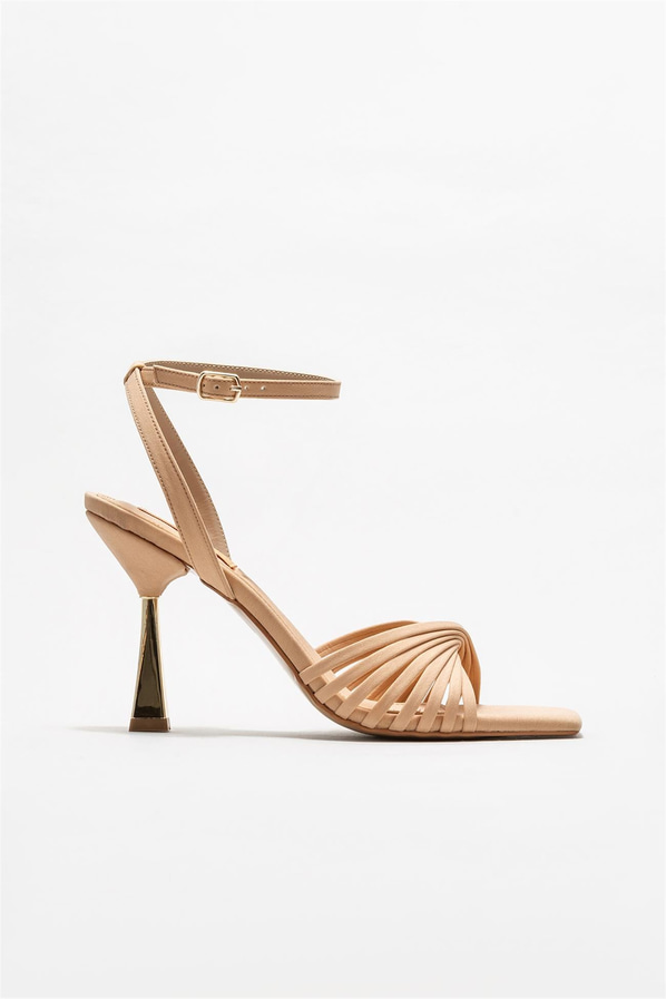 Naturel topuklu kadın sandalet - Elle Shoes