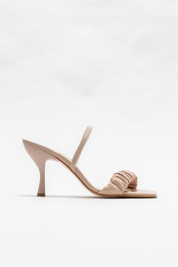 Naturel topuklu kadın sandalet - Elle Shoes