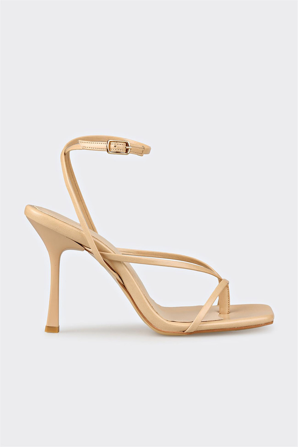 Naturel düz topuklu kadın sandalet, ofis stili için - Elle Shoes