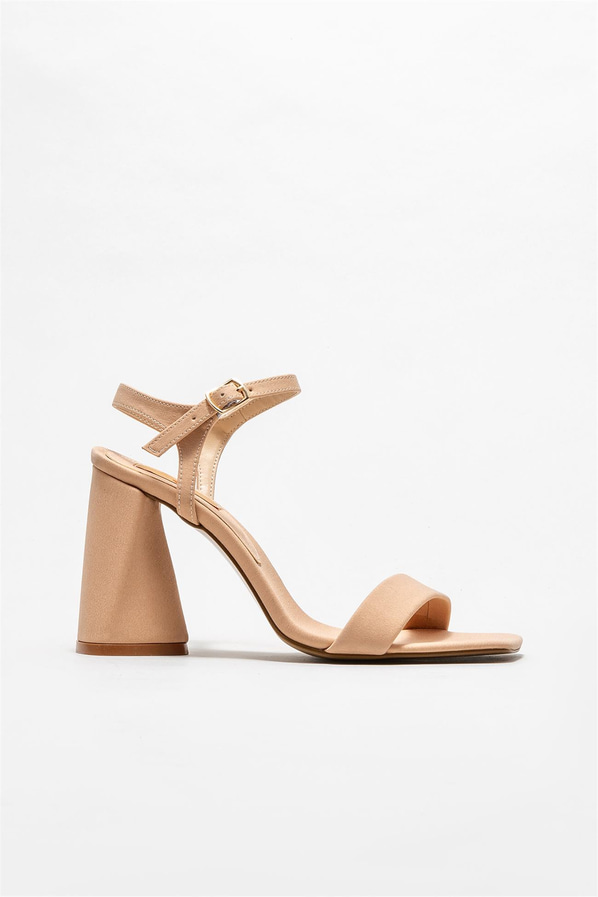 Naturel topuklu kadın sandalet - Elle Shoes