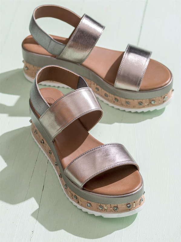 Kurşun kadın sandalet - Elle Shoes