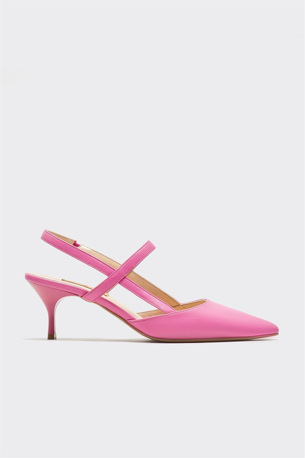 Pembe deri topuklu kadın ayakkabı - Elle Shoes