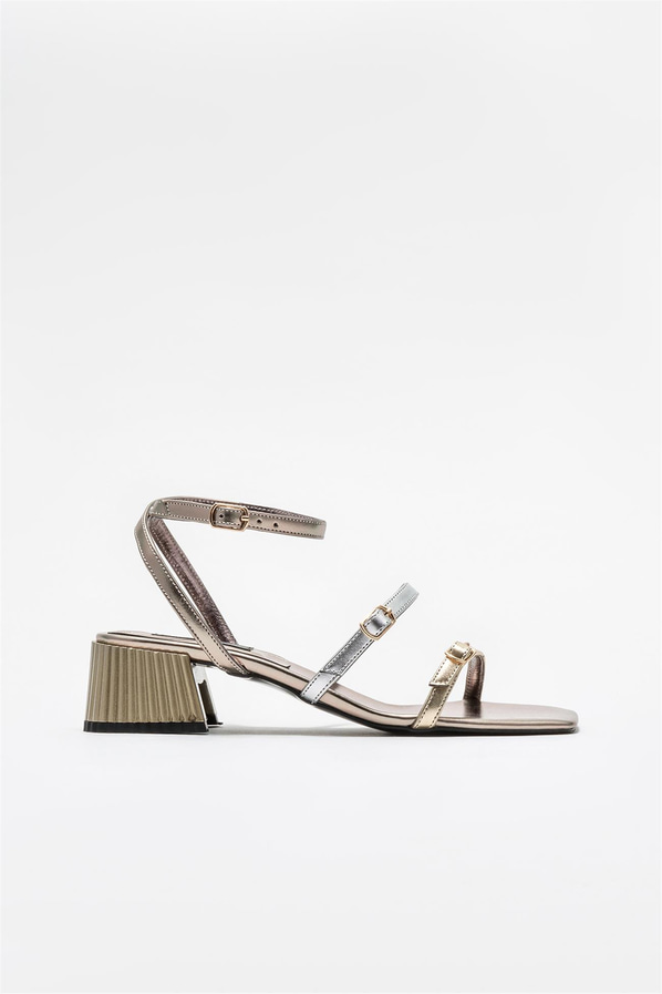 Platin topuklu kadın sandalet - Elle Shoes