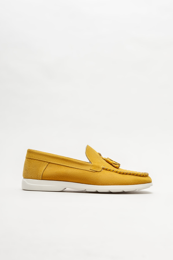 Sarı deri erkek loafer, günlük kullanım için - Elle Shoes