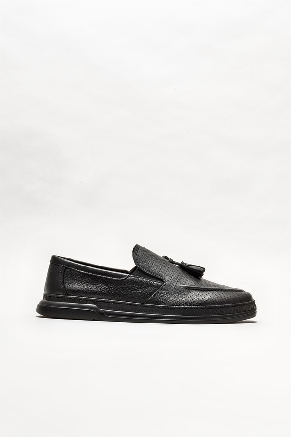 Siyah Deri Erkek Günlük  Loafer