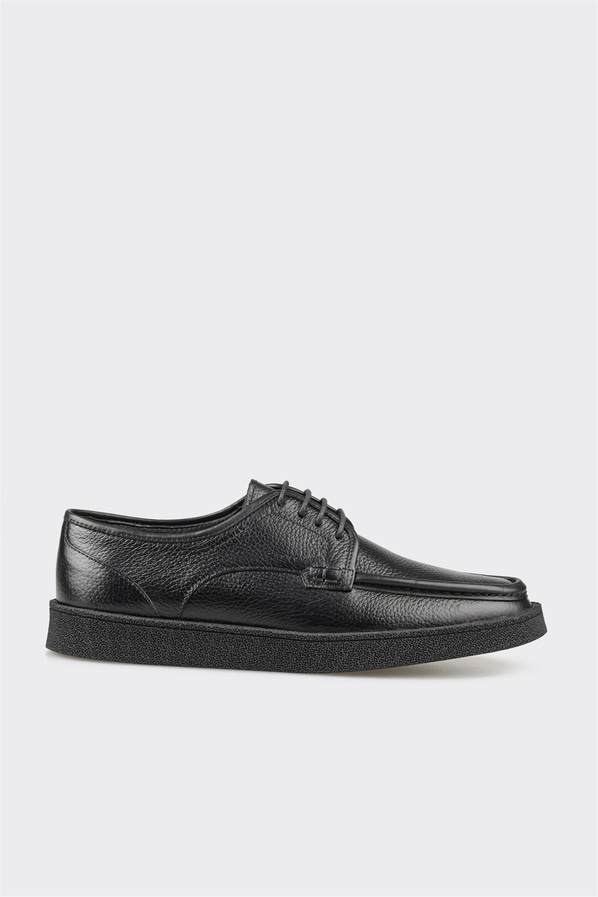 Siyah deri erkek günlük ayakkabı, günlük kullanım için - Elle Shoes