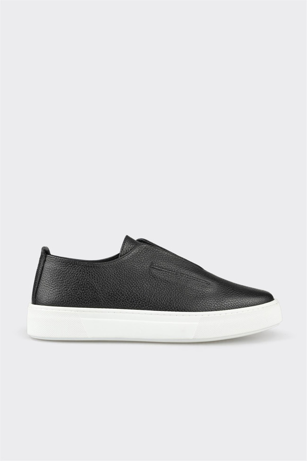 Siyah deri bağcıklı erkek günlük ayakkabı, rahat kullanım için - Elle Shoes