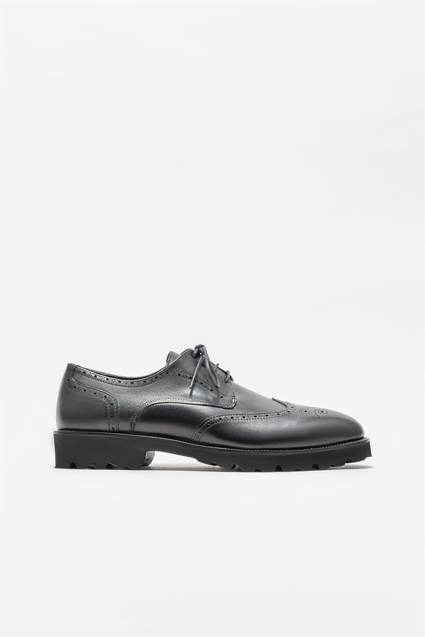 Siyah deri erkek günlük ayakkabı, günlük kullanım için - Elle Shoes