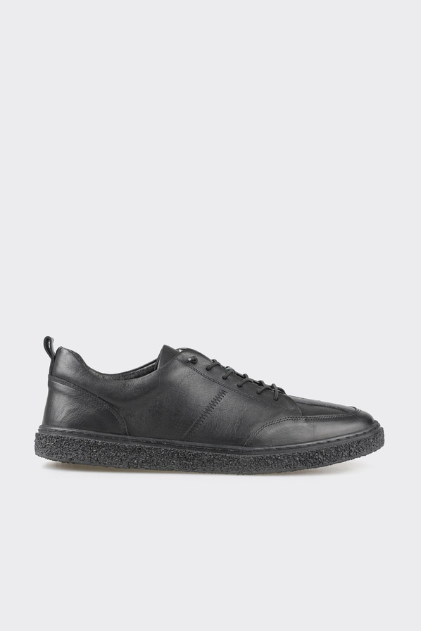 Siyah deri erkek günlük ayakkabı, günlük kullanım için - Elle Shoes