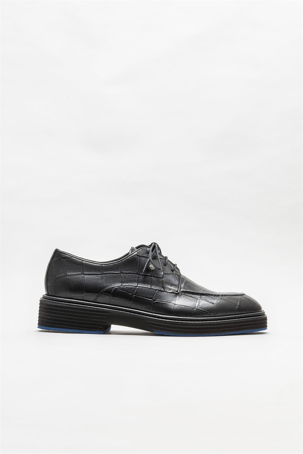 Siyah deri erkek günlük ayakkabı, günlük kullanım için - Elle Shoes