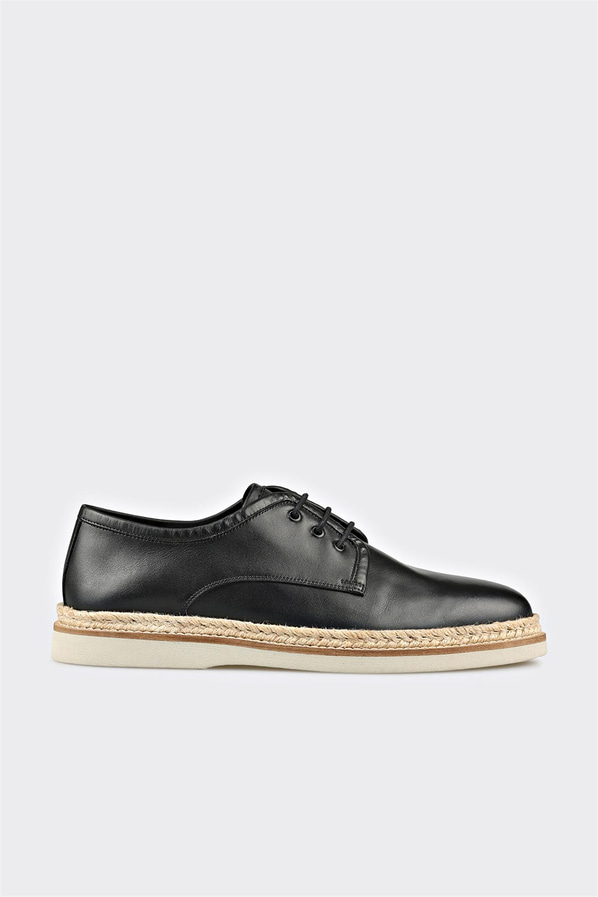 Siyah deri erkek günlük ayakkabı, günlük kullanım için - Elle Shoes