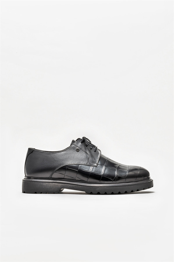 Siyah deri erkek günlük ayakkabı, günlük kullanım için - Elle Shoes