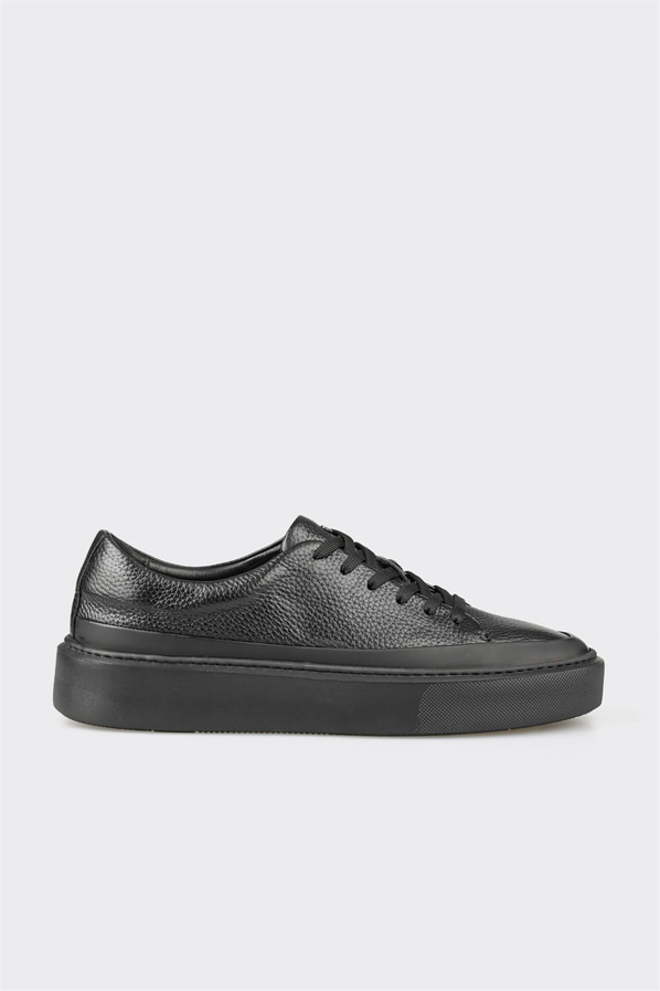 Siyah deri erkek günlük ayakkabı, günlük kullanım için - Elle Shoes