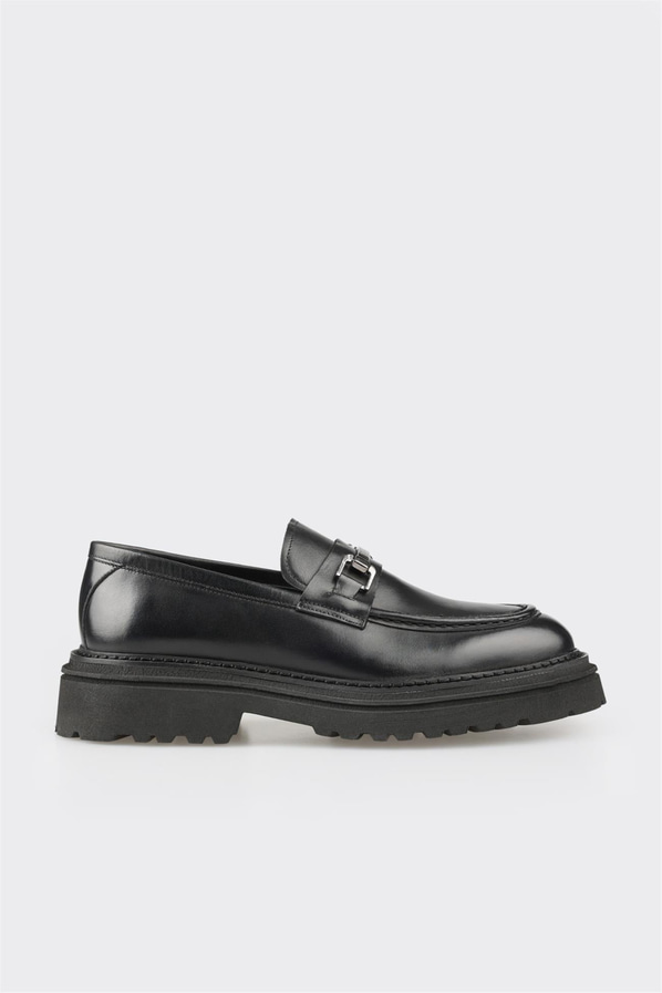 Siyah deri erkek günlük ayakkabı, günlük kullanım için - Elle Shoes