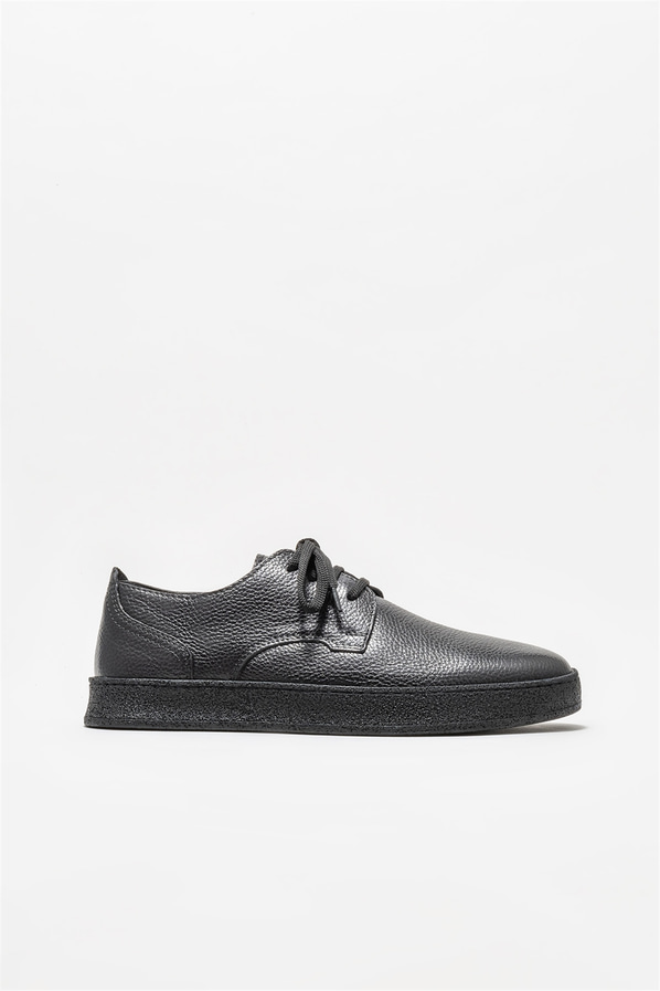 Siyah deri erkek günlük ayakkabı, günlük kullanım için - Elle Shoes