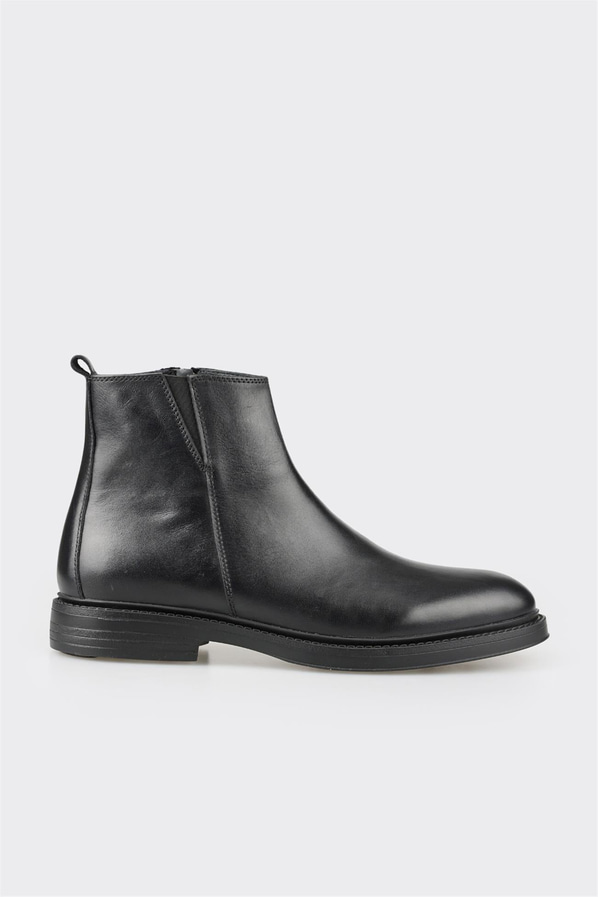 Siyah deri erkek günlük bot, günlük kullanım için - Elle Shoes