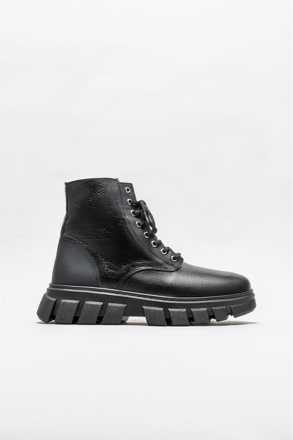 Siyah deri erkek günlük bot, günlük kullanım için - Elle Shoes