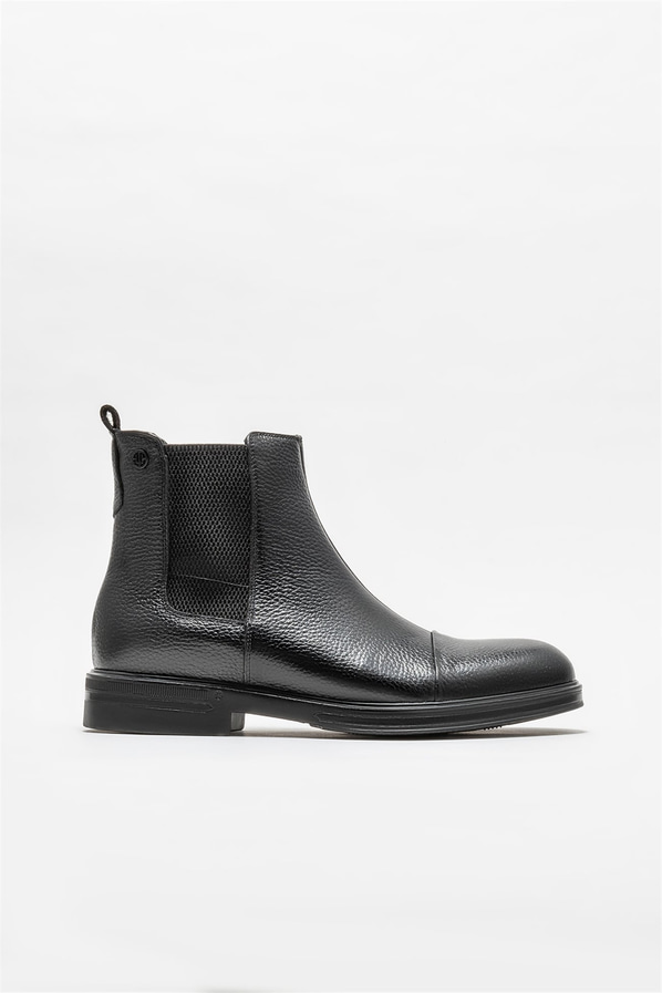 Siyah deri erkek günlük bot, günlük kullanım için - Elle Shoes