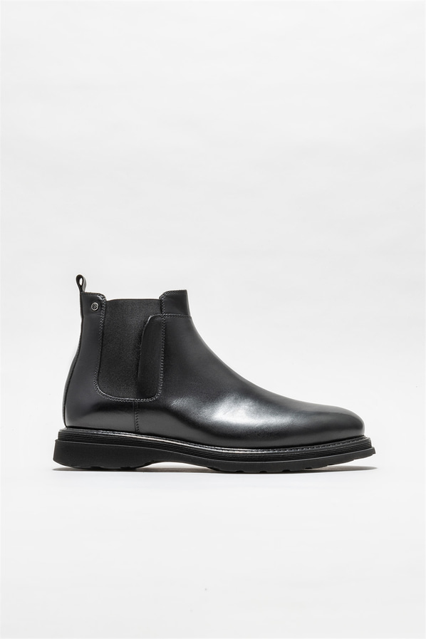 Siyah deri erkek günlük bot, günlük kullanım için - Elle Shoes