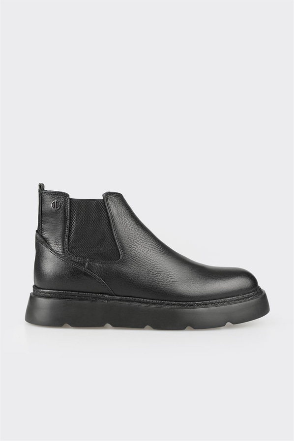 Siyah deri erkek günlük bot, günlük kullanım için - Elle Shoes