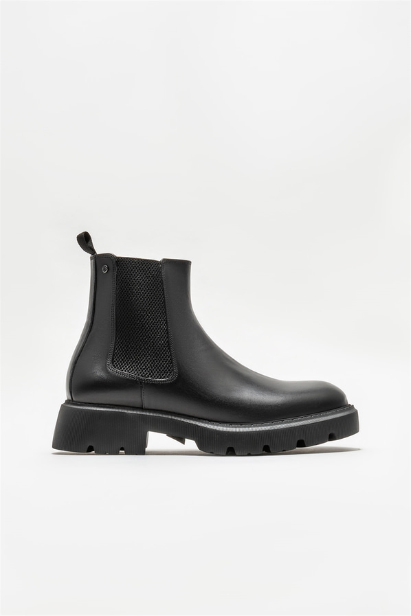 Siyah deri erkek günlük bot, günlük kullanım için - Elle Shoes