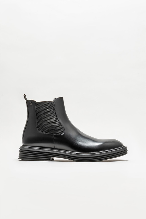 Siyah deri erkek günlük bot, günlük kullanım için - Elle Shoes