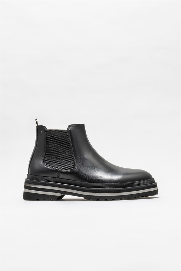 Siyah deri erkek günlük bot, günlük kullanım için - Elle Shoes