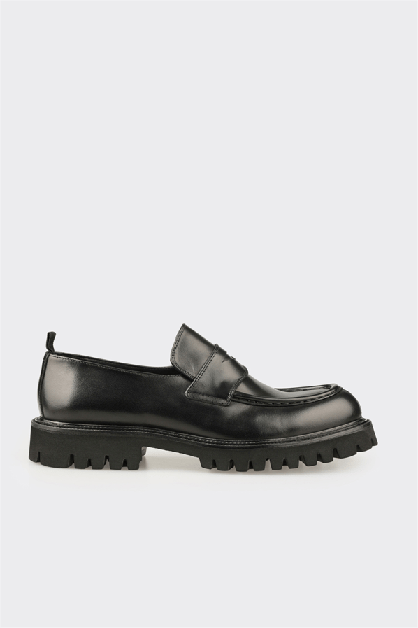 Siyah Deri Erkek Günlük Loafer