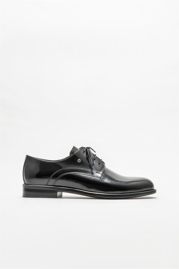 Siyah deri erkek klasik ayakkabı - Elle Shoes