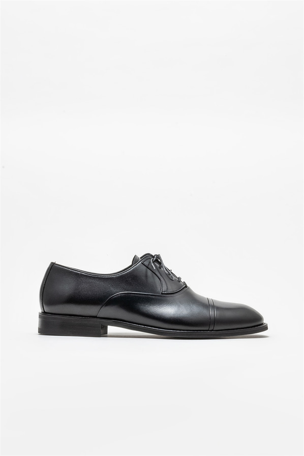 Siyah deri erkek klasik ayakkabı - Elle Shoes