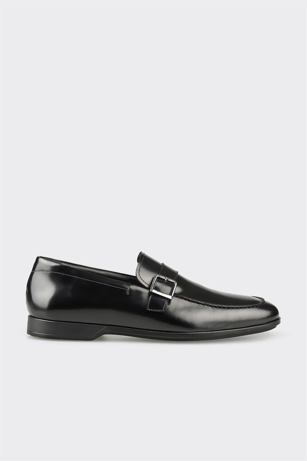 Siyah deri erkek loafer, klasik stil için - Elle Shoes