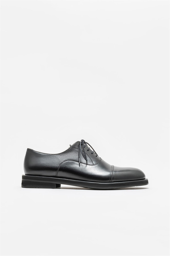 Siyah deri erkek klasik ayakkabı - Elle Shoes
