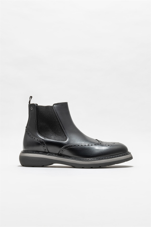 Siyah deri erkek klasik bot - Elle Shoes