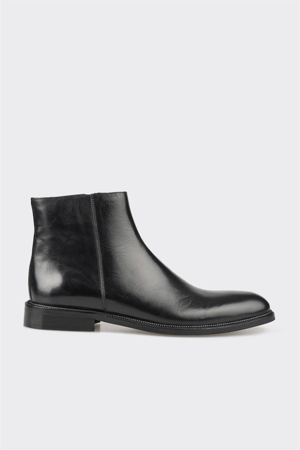Siyah deri erkek klasik bot, ofis stili için - Elle Shoes