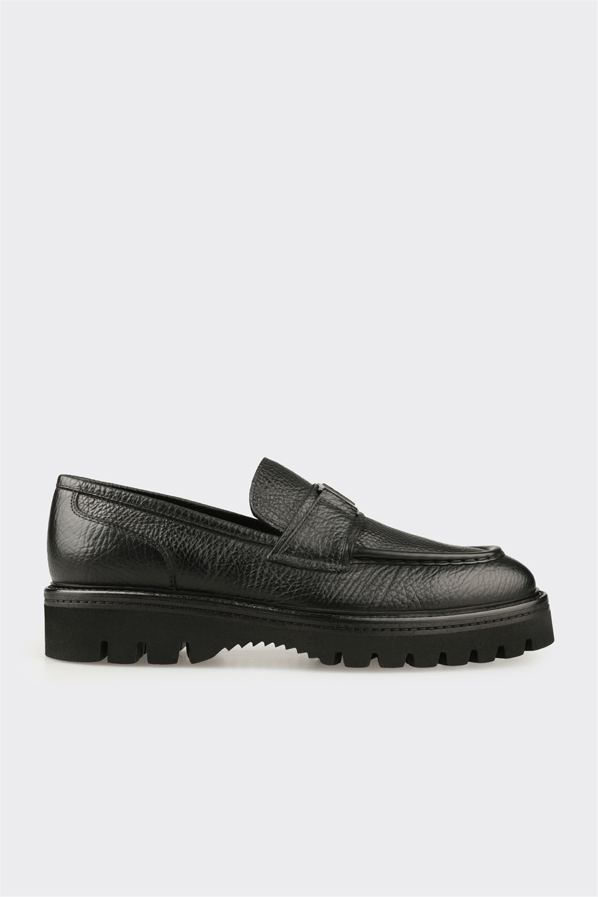 Siyah Deri Erkek Klasik Loafer