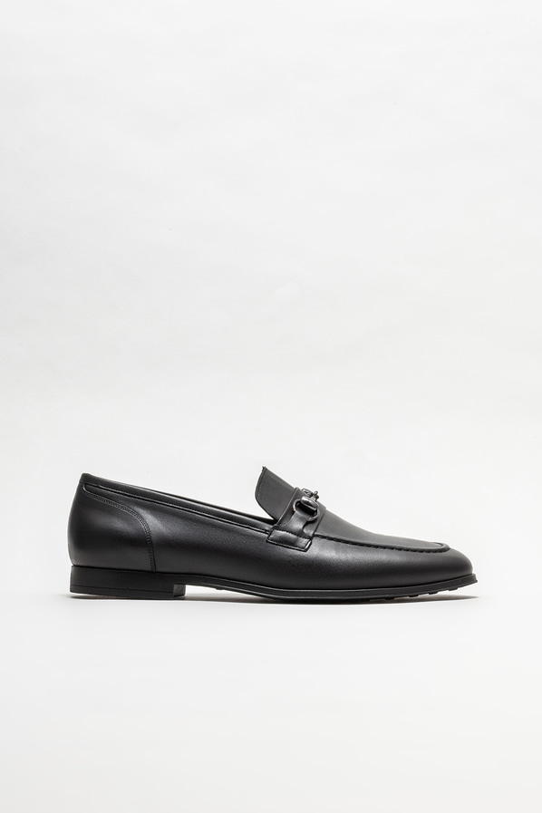 Siyah deri erkek loafer, klasik stil için - Elle Shoes