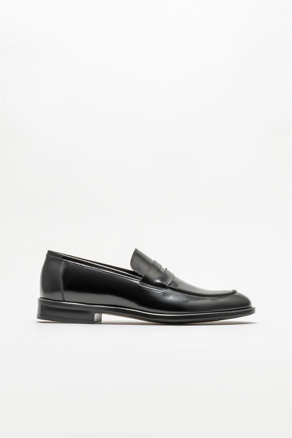 Siyah deri erkek loafer - Elle Shoes