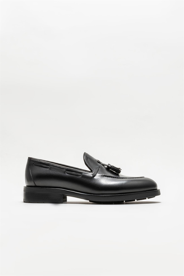 Siyah deri erkek loafer - Elle Shoes
