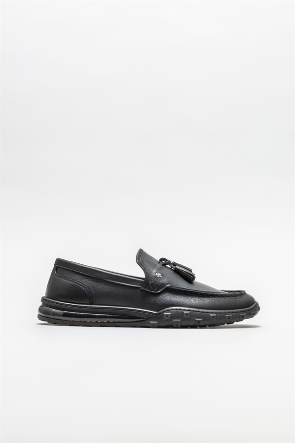 Siyah deri erkek loafer - Elle Shoes
