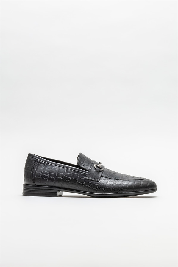 Siyah deri erkek loafer - Elle Shoes