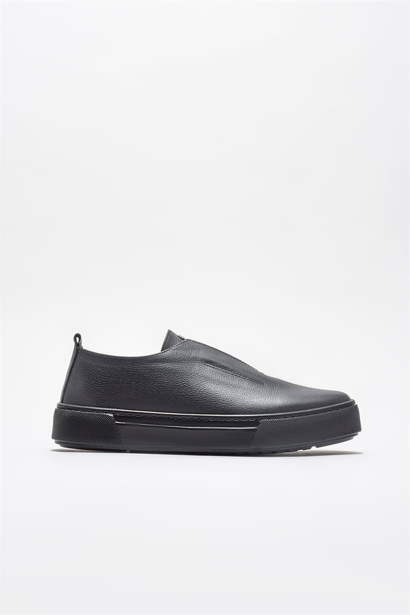 Siyah deri erkek loafer - Elle Shoes