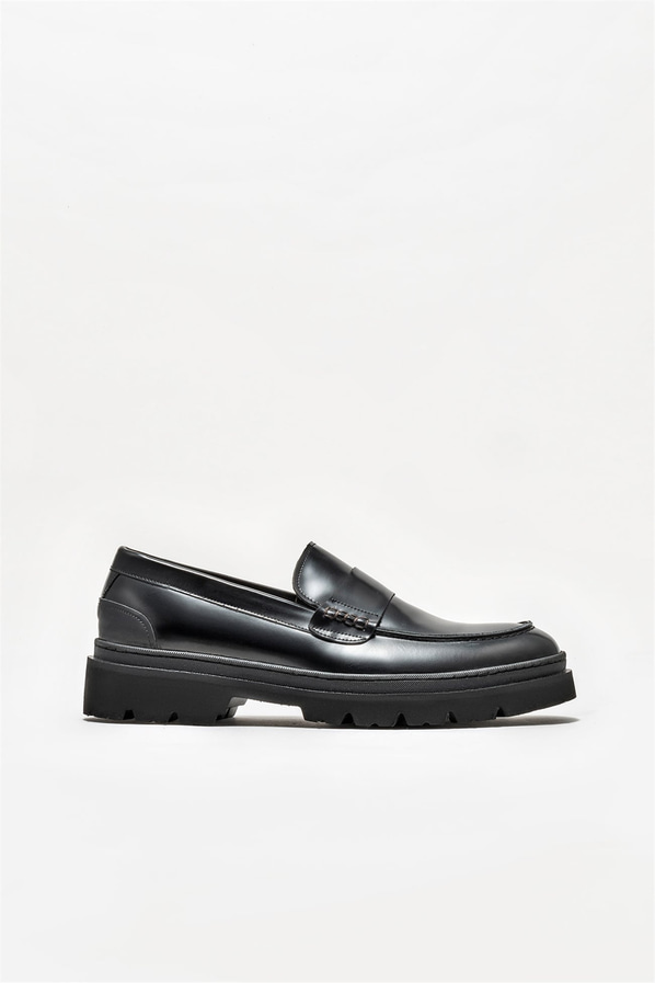 Siyah deri erkek loafer - Elle Shoes
